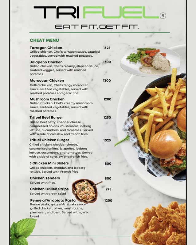 TriFuel Cafe menu