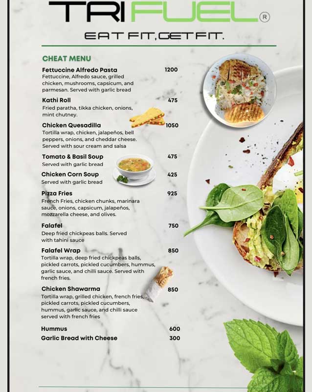 TriFuel Cafe menu