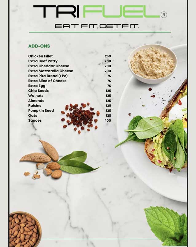 TriFuel Cafe menu