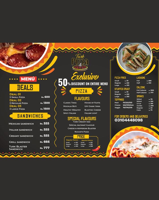 Turk Pizza menu