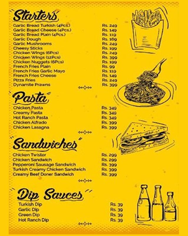 Turkish Pizza menu