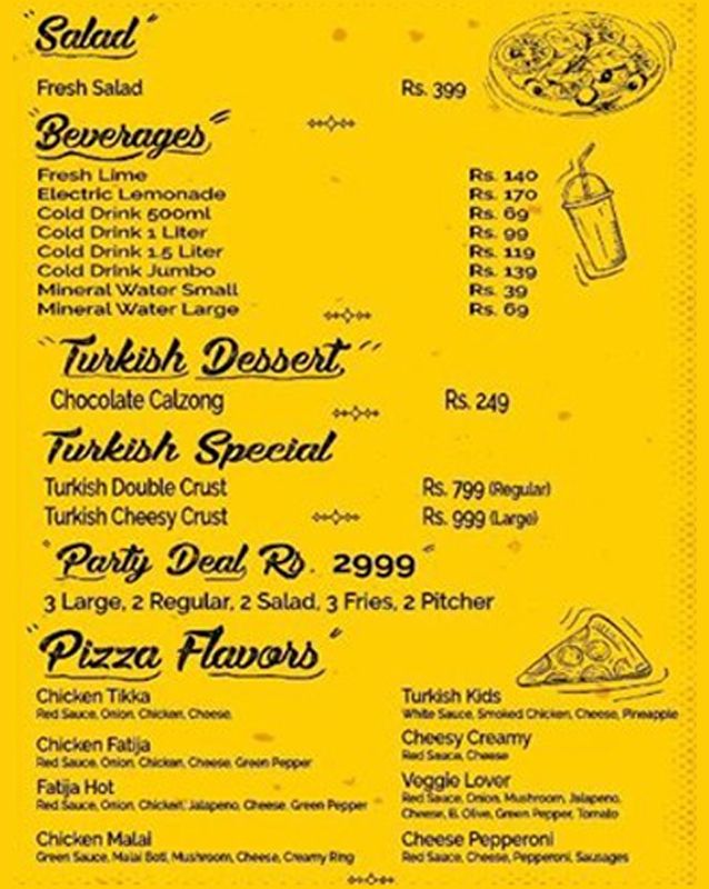 Turkish Pizza menu