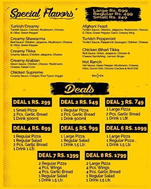 Turkish Pizza menu