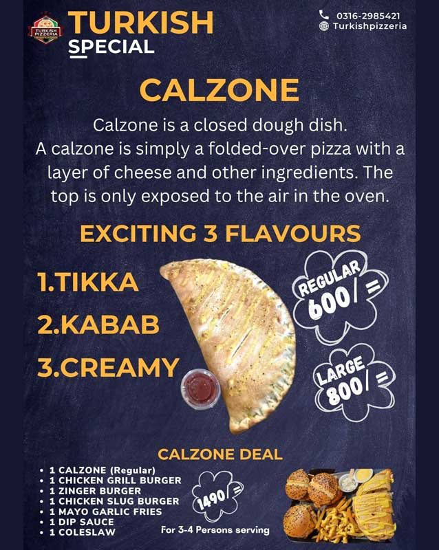 Turkish Pizzeria menu