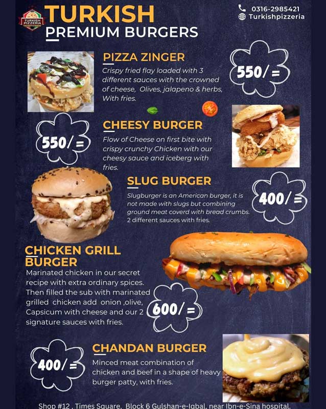 Turkish Pizzeria menu
