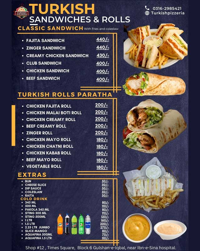 Turkish Pizzeria menu