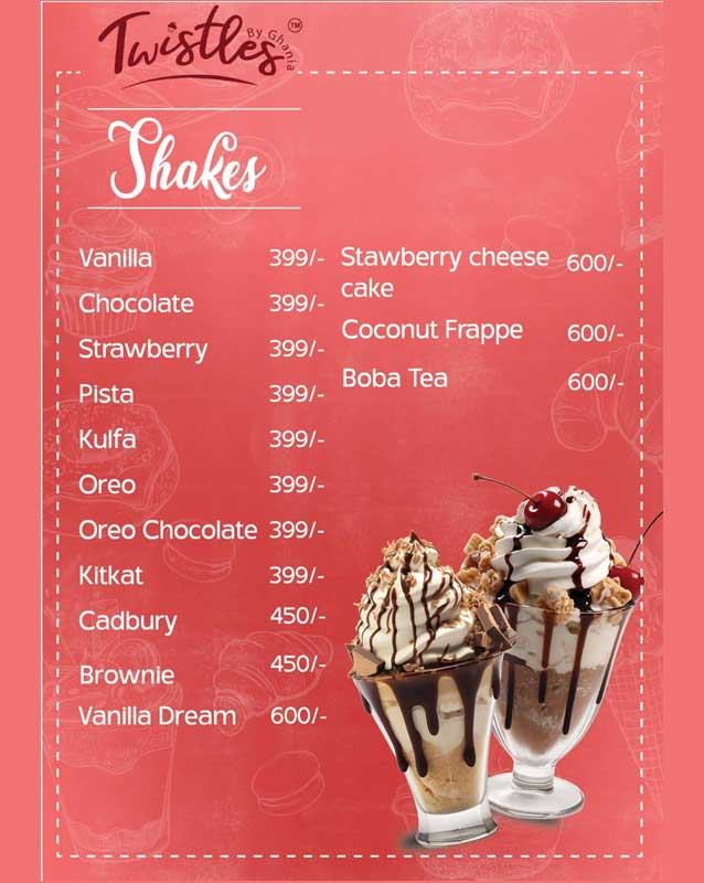 Twistles by Ghania menu