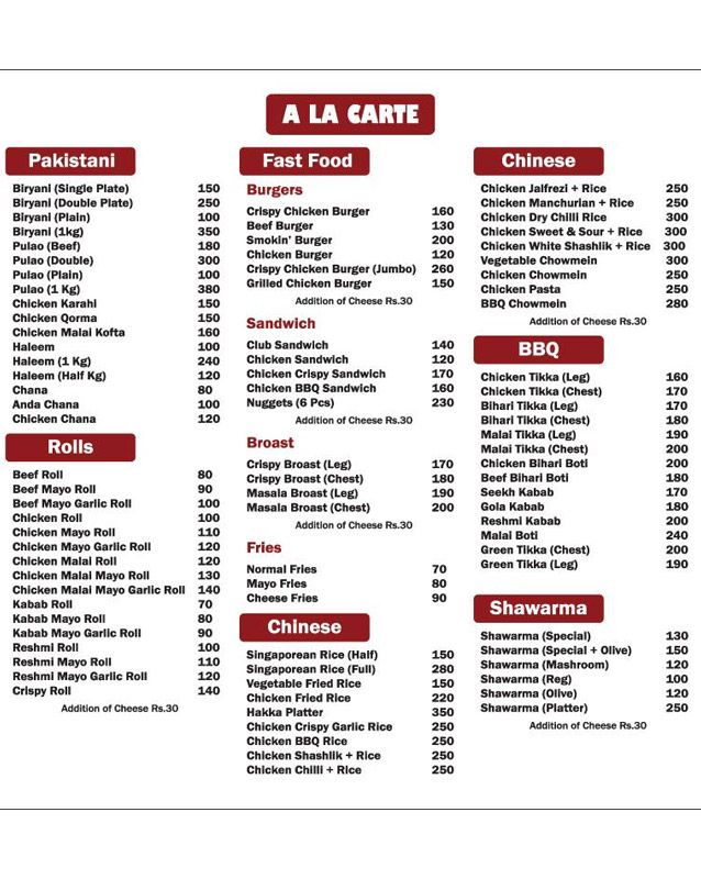 United Foodies & Kitchen menu