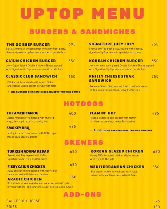 UpTop menu
