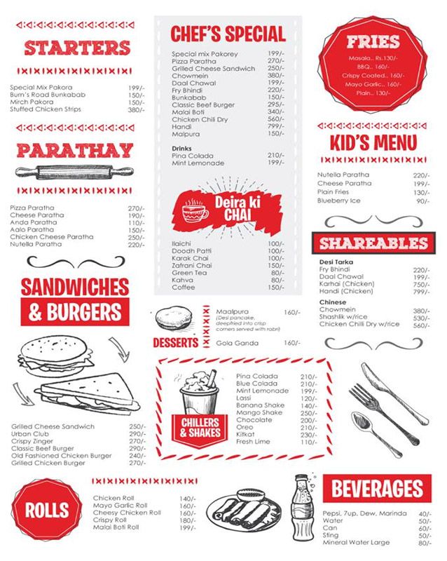 Urban Deira menu