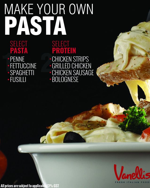 Vanellis Pakistan menu
