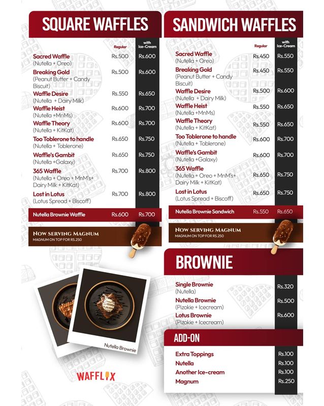 Wafflix menu