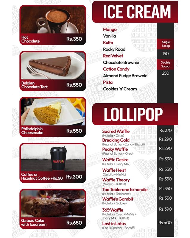 Wafflix menu