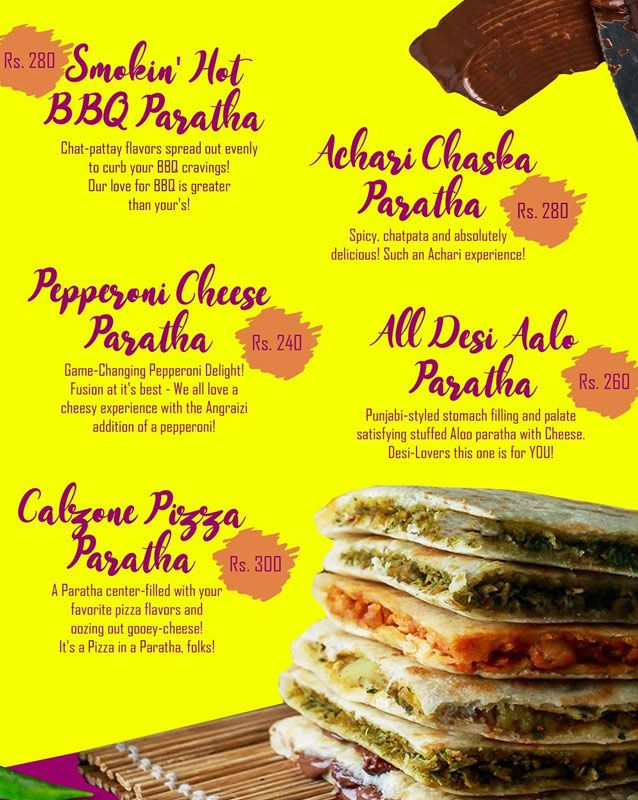 Wah Paratha menu