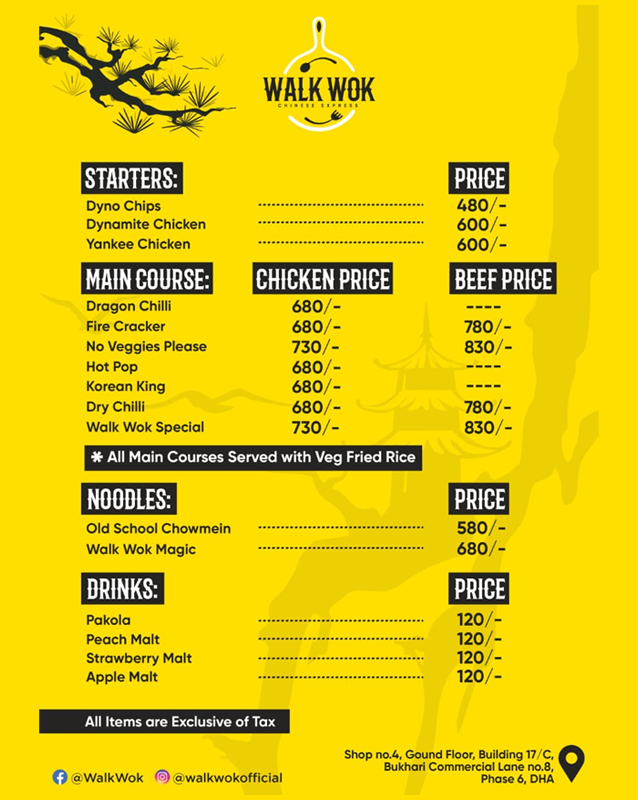Walk Wok  menu