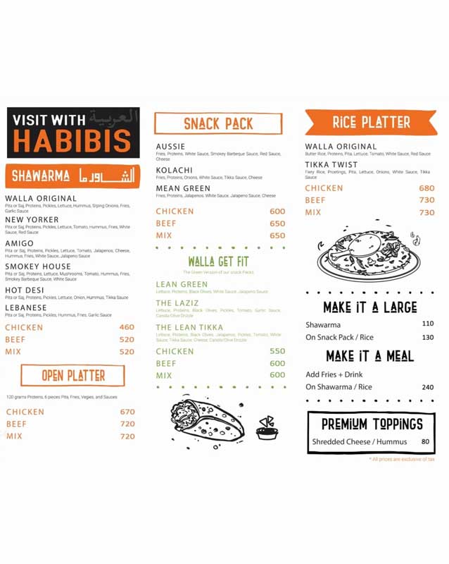 Walla menu