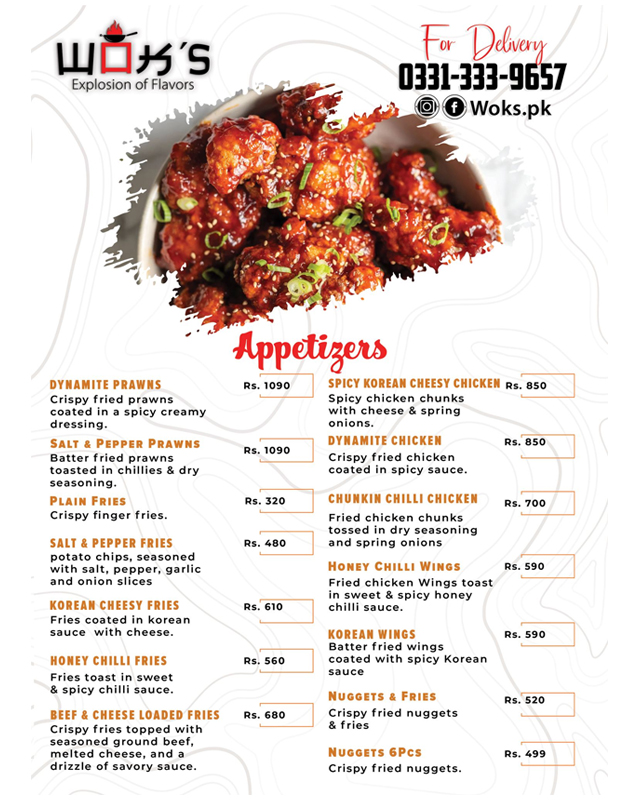 Wok's menu