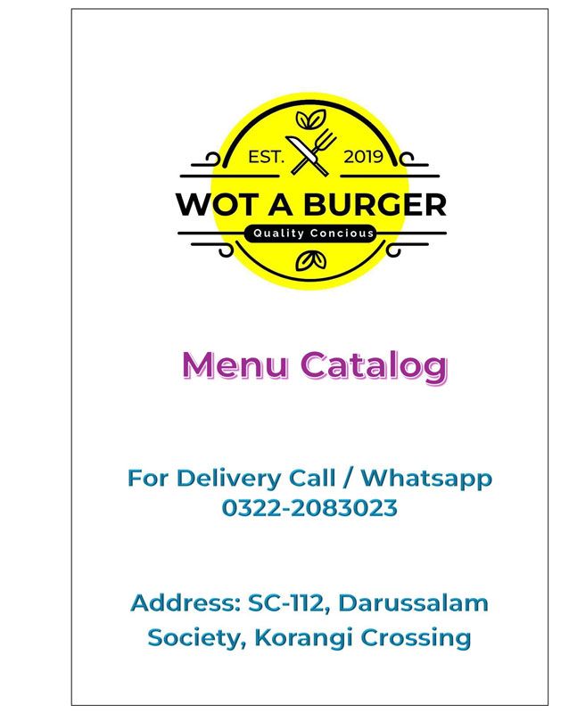 Wot A Burger menu