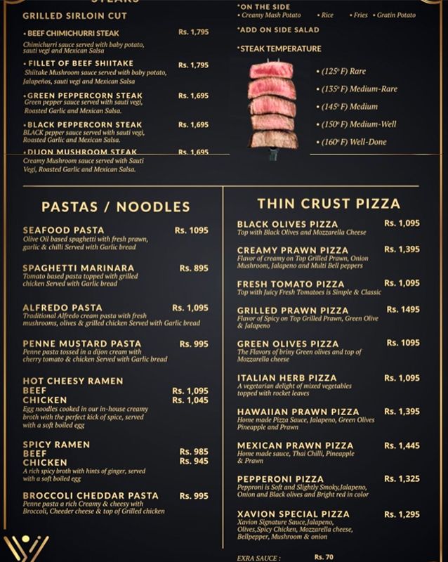 Xavion “The Coffee House” menu