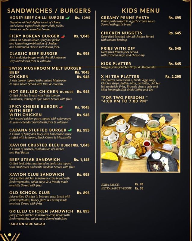 Xavion “The Coffee House” menu