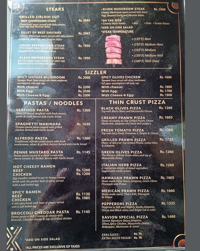 Xavion “The Coffee House” menu