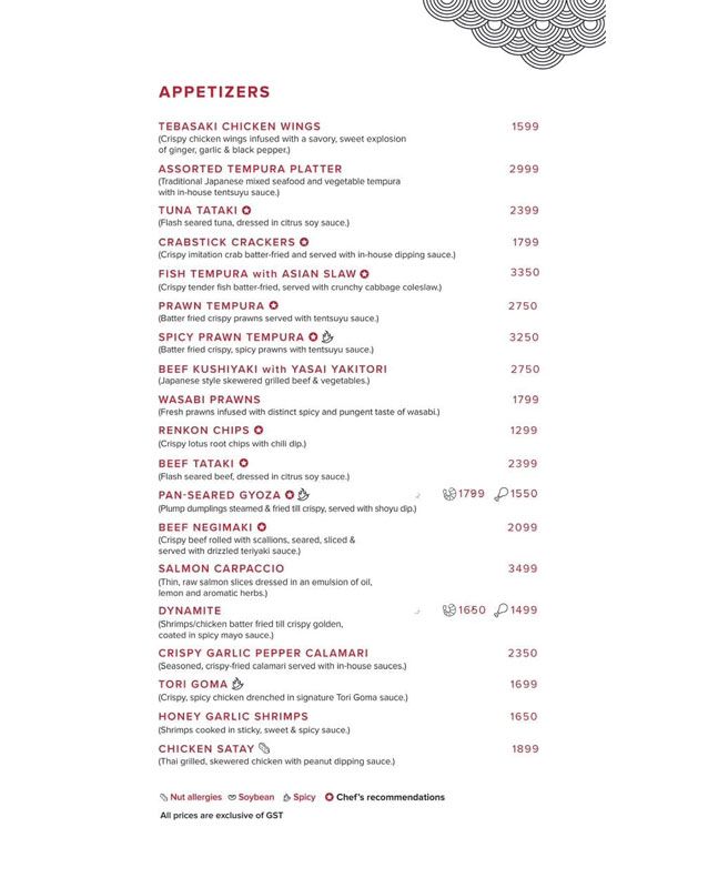 Yazu Pakistan  menu