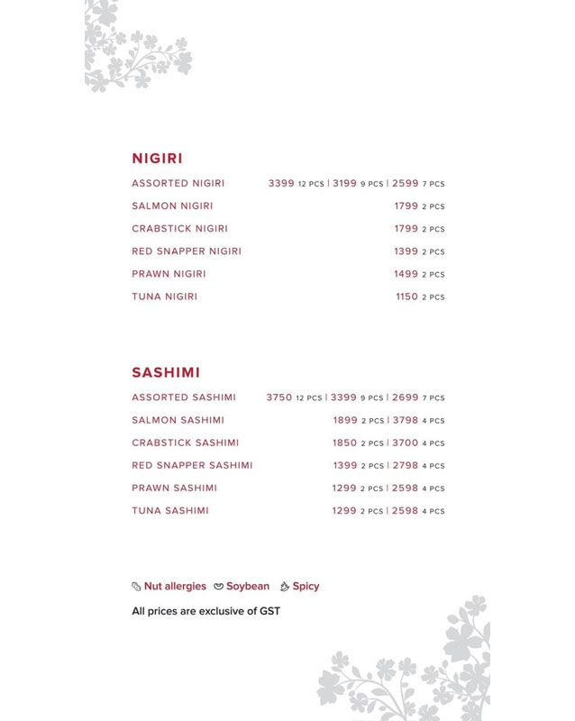 Yazu Pakistan  menu