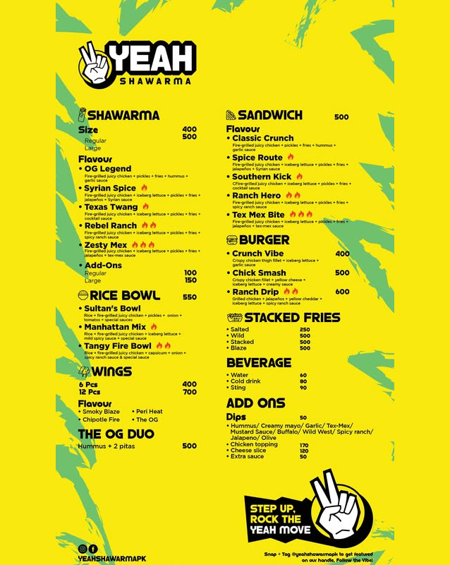 Yeah Shawarma  menu