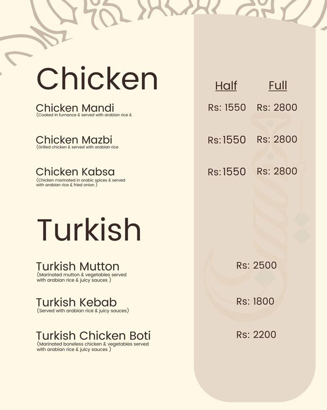 Yemen Cuisine menu