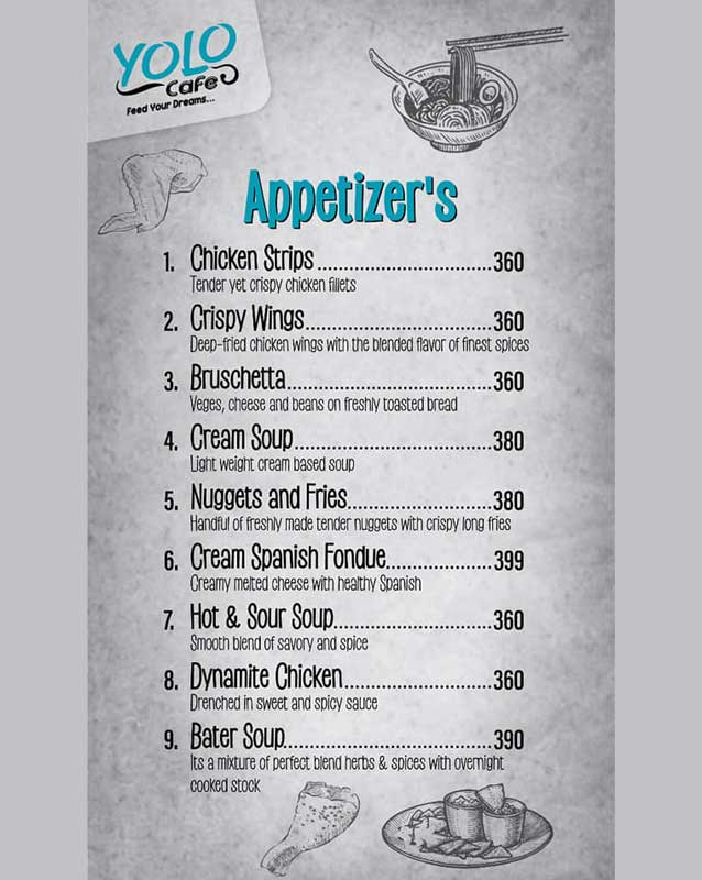 Yolo Cafe menu