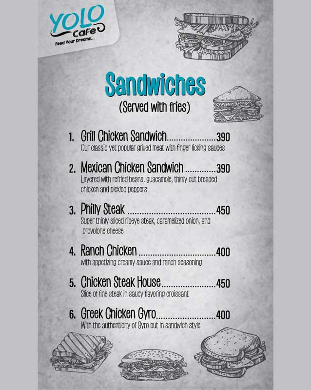 Yolo Cafe menu