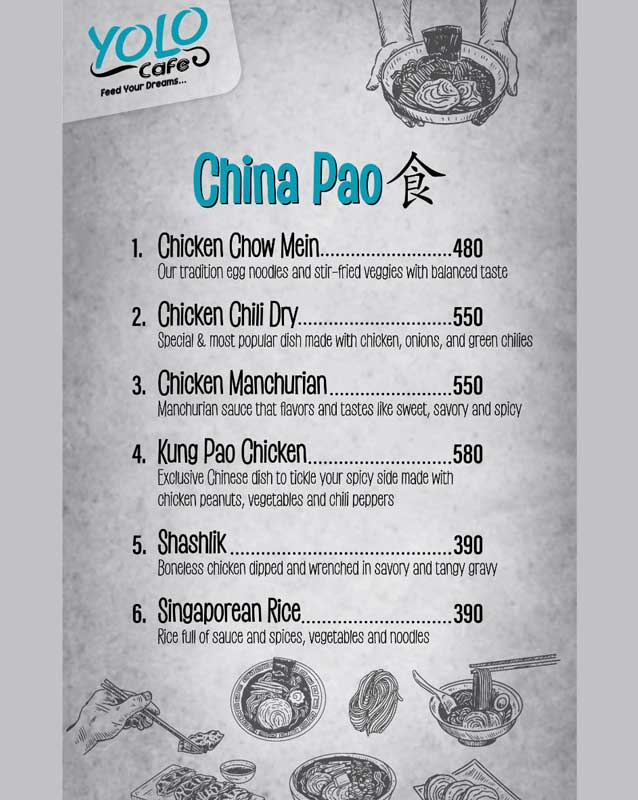 Yolo Cafe menu