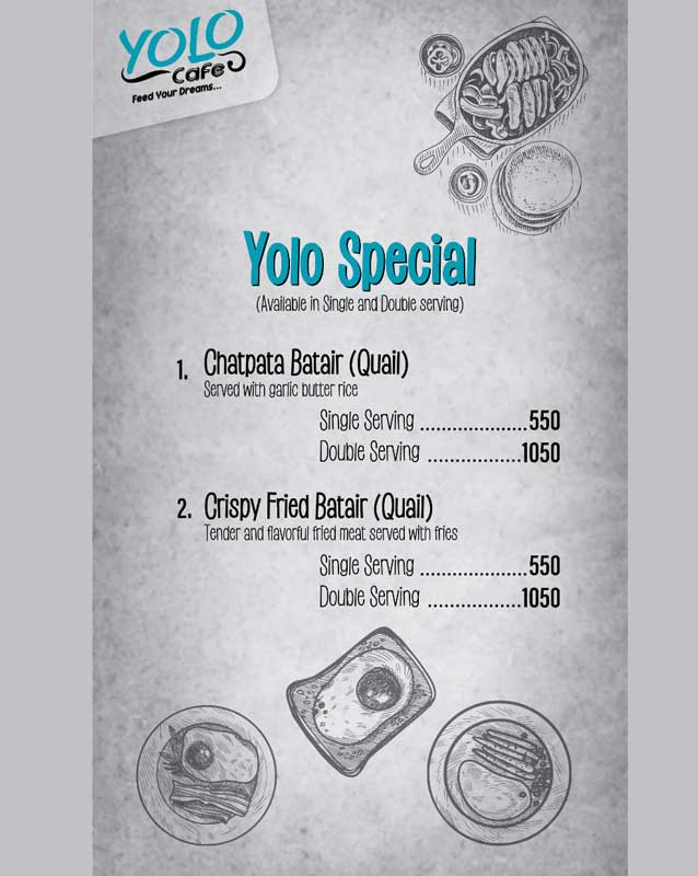 Yolo Cafe menu