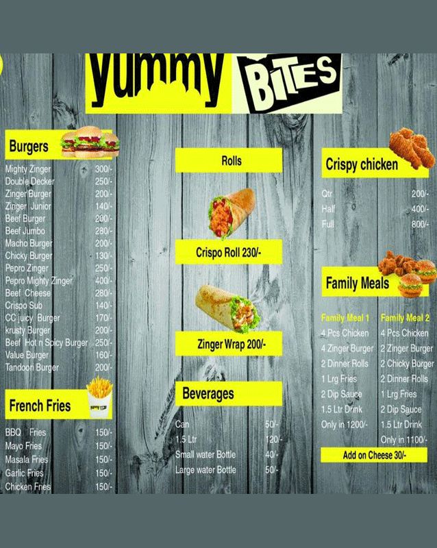 Yummy Bites menu