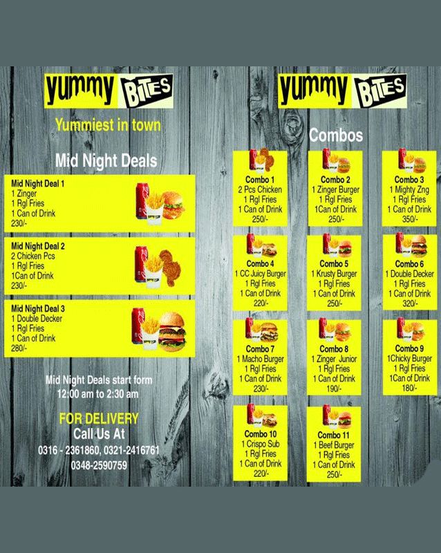 Yummy Bites menu