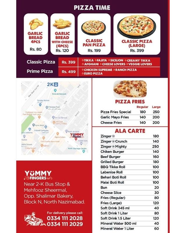 Yummy Fingers menu