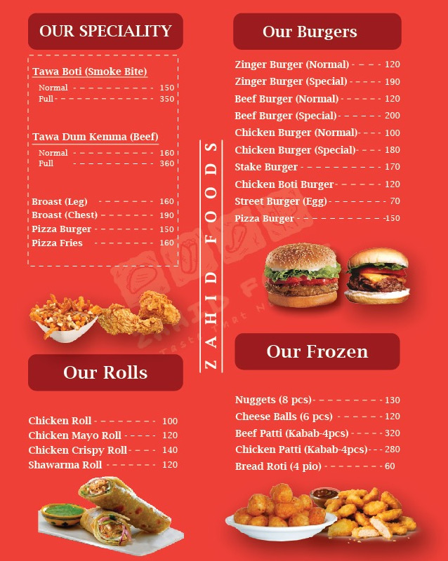 Zahid Foods menu