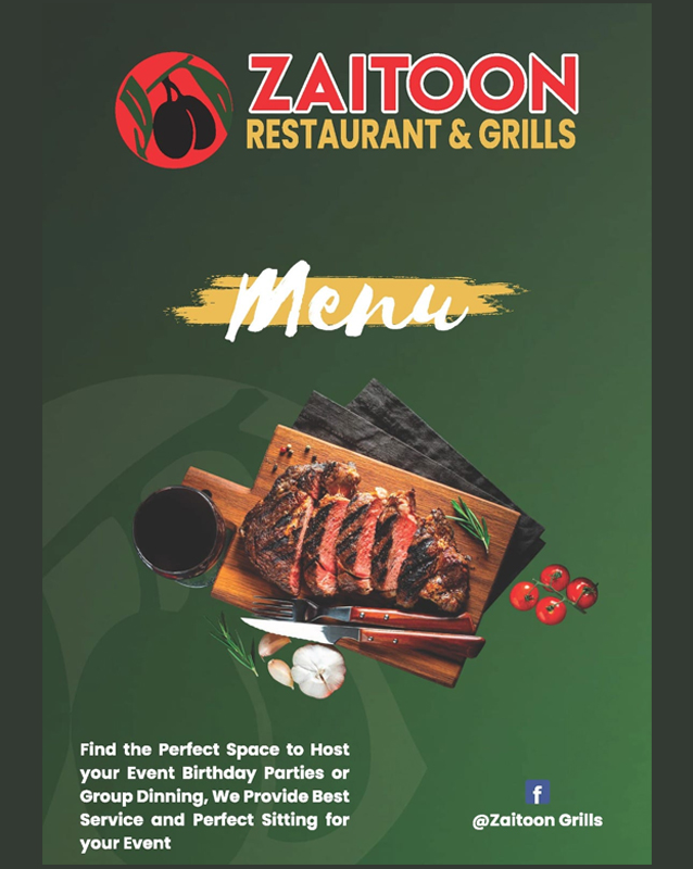 Zaitoon Restaurant and Grills menu