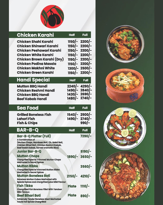 Zaitoon Restaurant and Grills menu