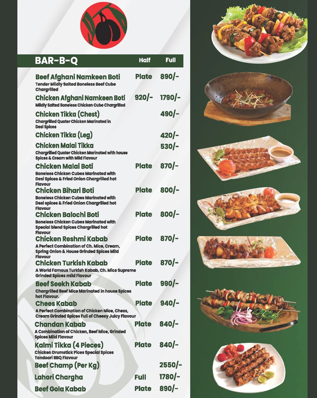 Zaitoon Restaurant and Grills menu