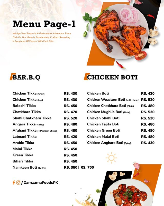 Zamzama Foods menu