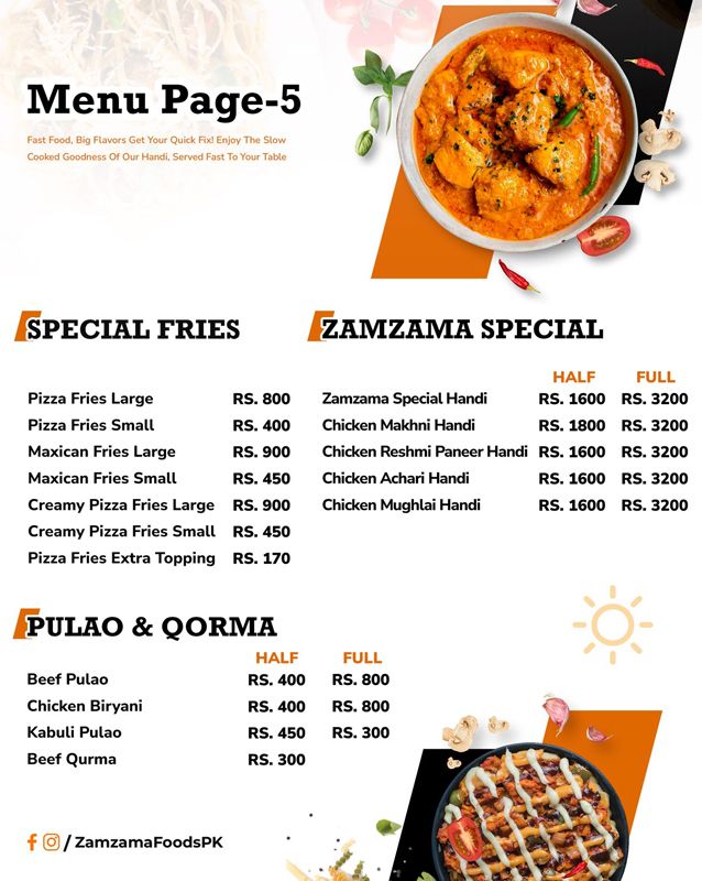Zamzama Foods menu