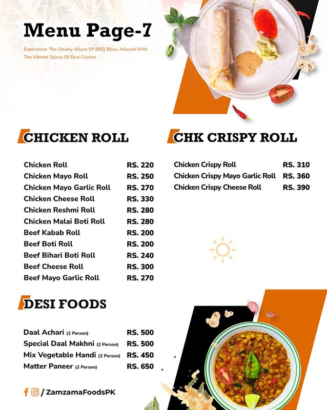 Zamzama Foods menu