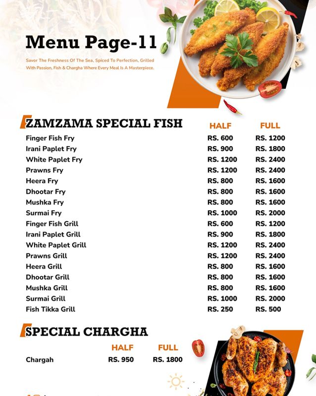 Zamzama Foods menu