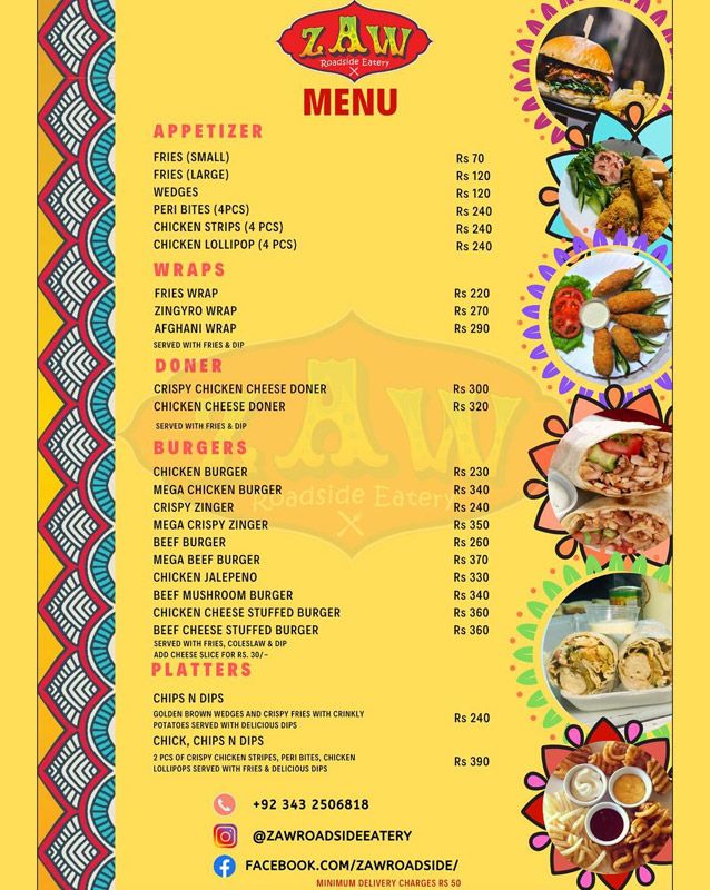ZAW Cafe menu