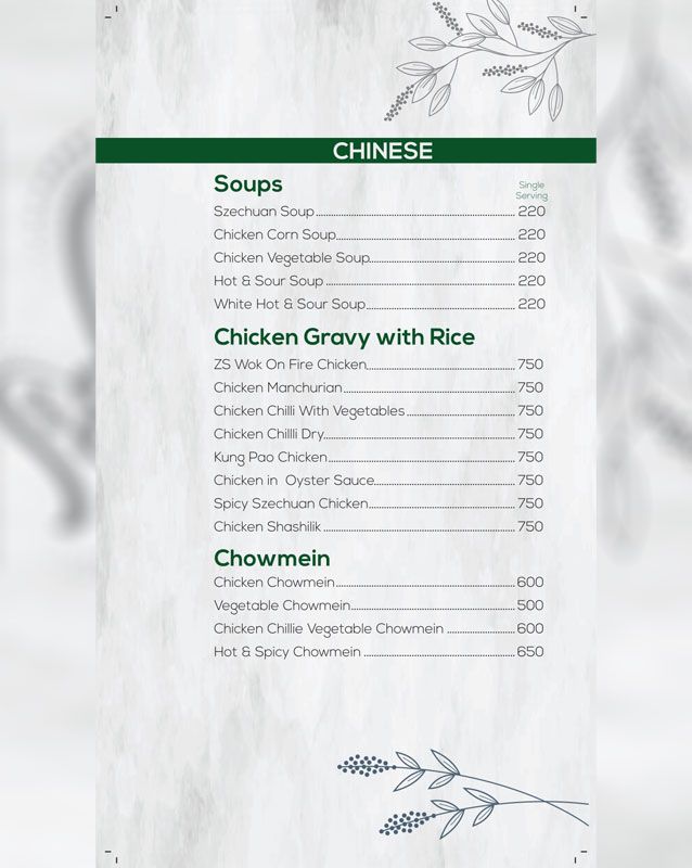 Zeenat Restaurant menu
