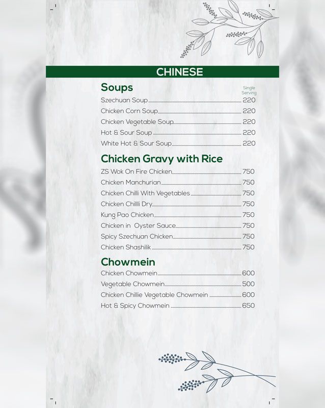 Zeenat Restaurant menu