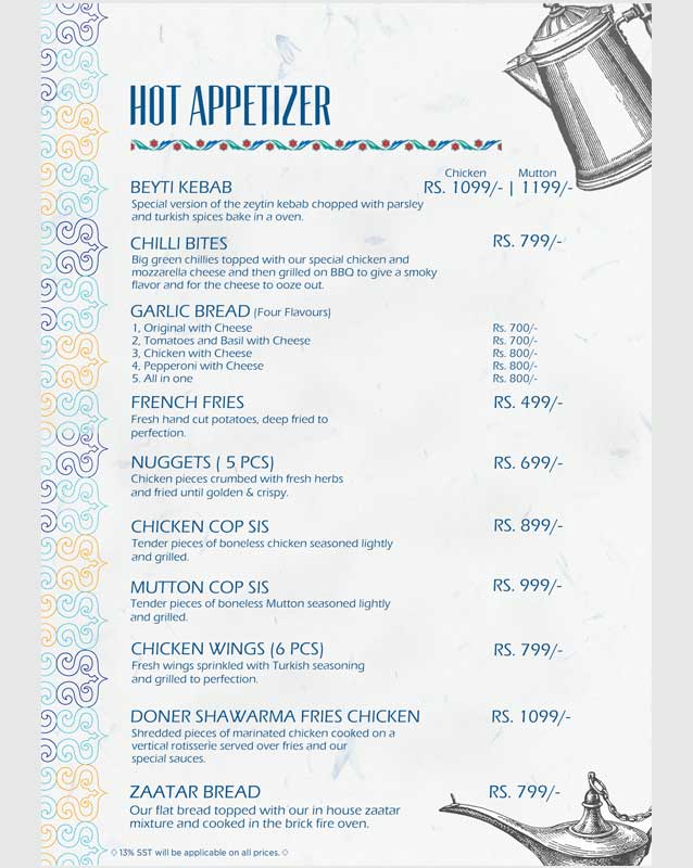 Zeytin menu