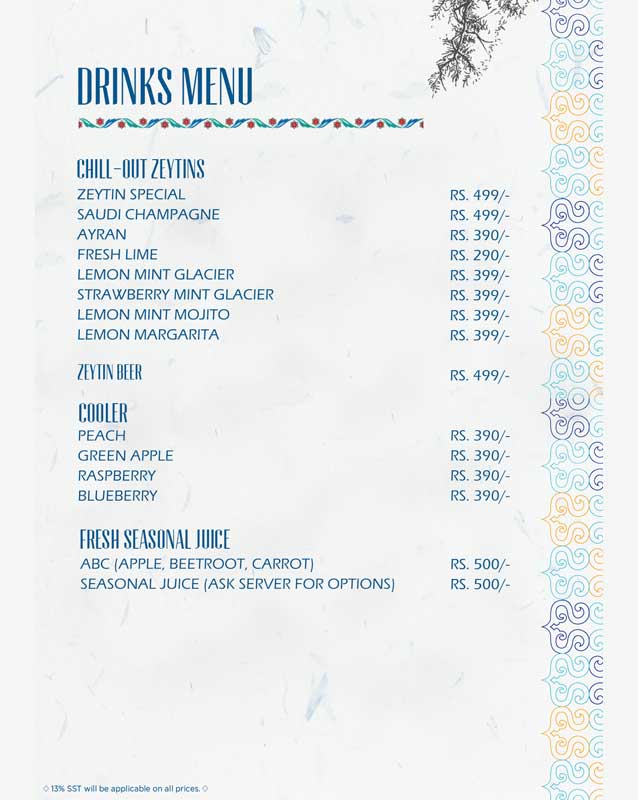 Zeytin menu