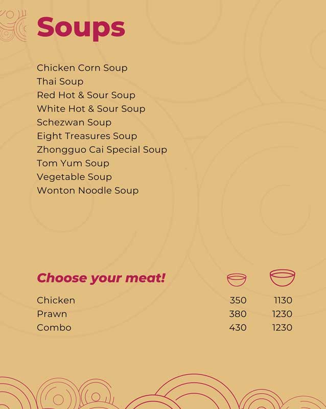 Zhongguo Cai menu